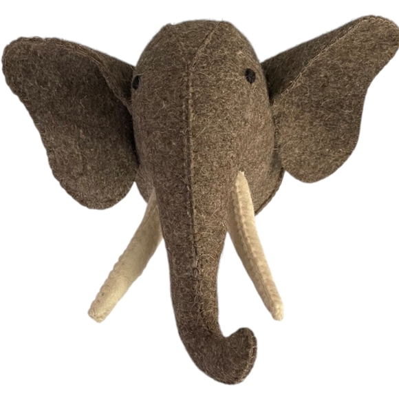 Mud Pie Other - ELEPHANT Wool Felted Mud Pie Head Bust Wall Mount Decor
